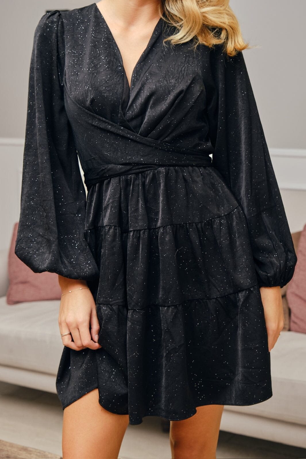Neo Noir - Vivina Glitter Dress - Black/Black Glitter Kjoler