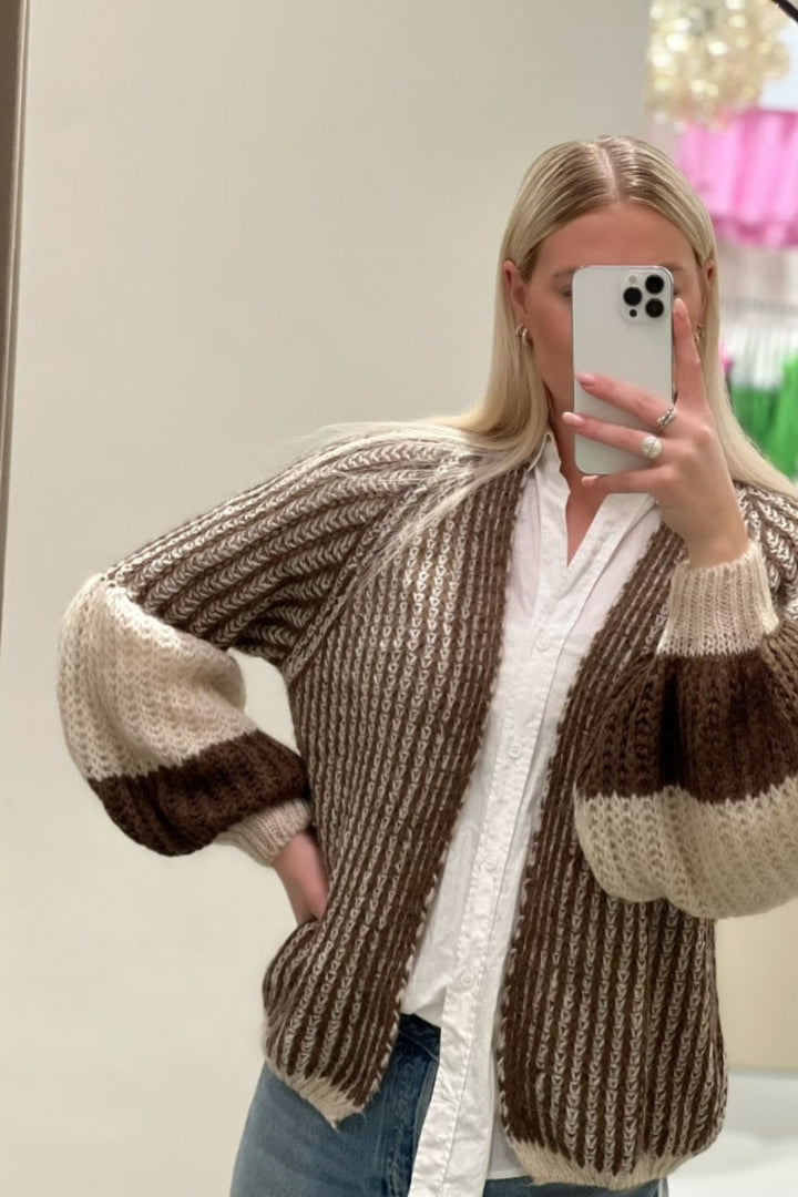 Noella - Liana Knit Cardigan - Beige Brown Cardigans