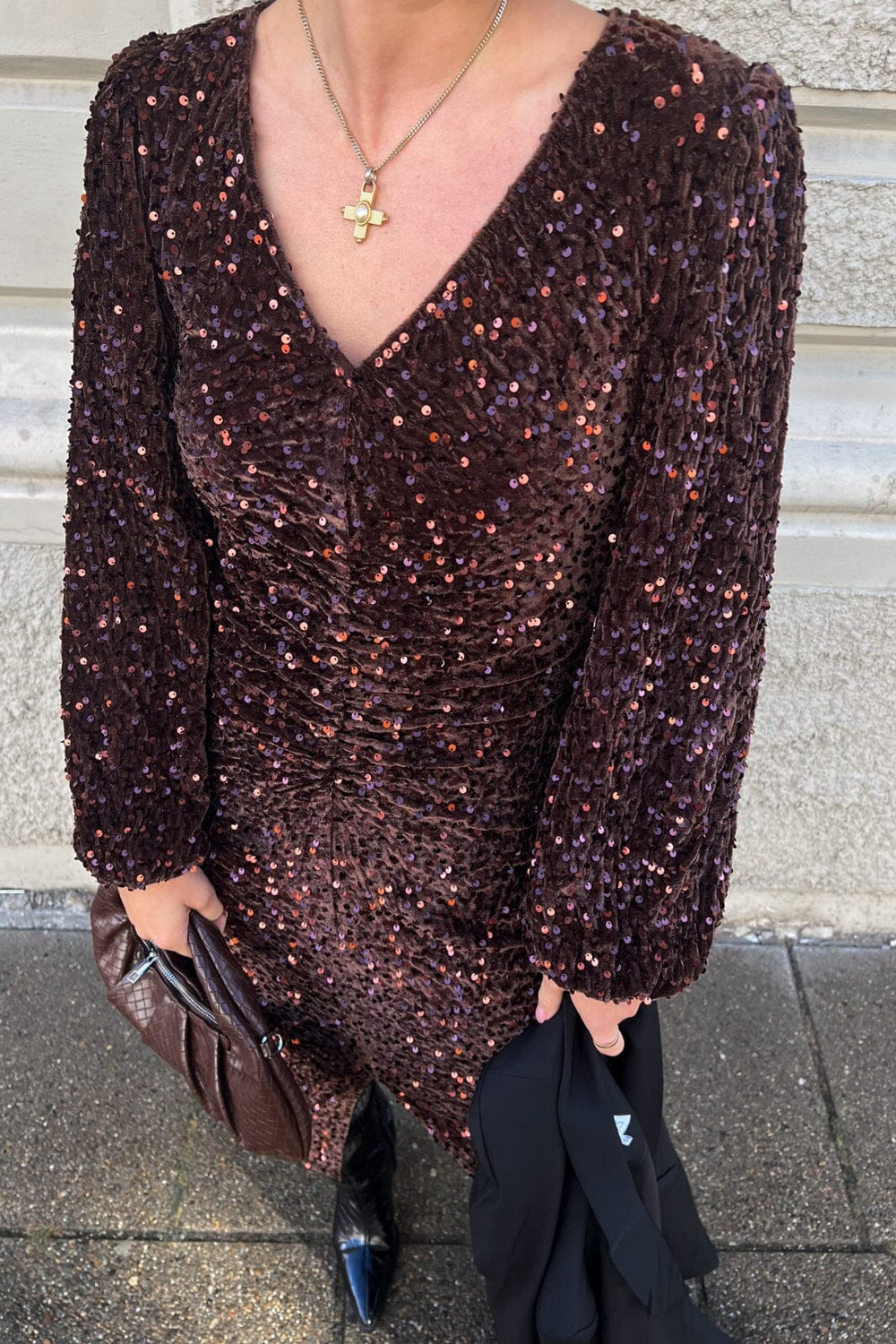 Noella - Teagan Lg Dress - 1021 Chocolate Brown Kjoler