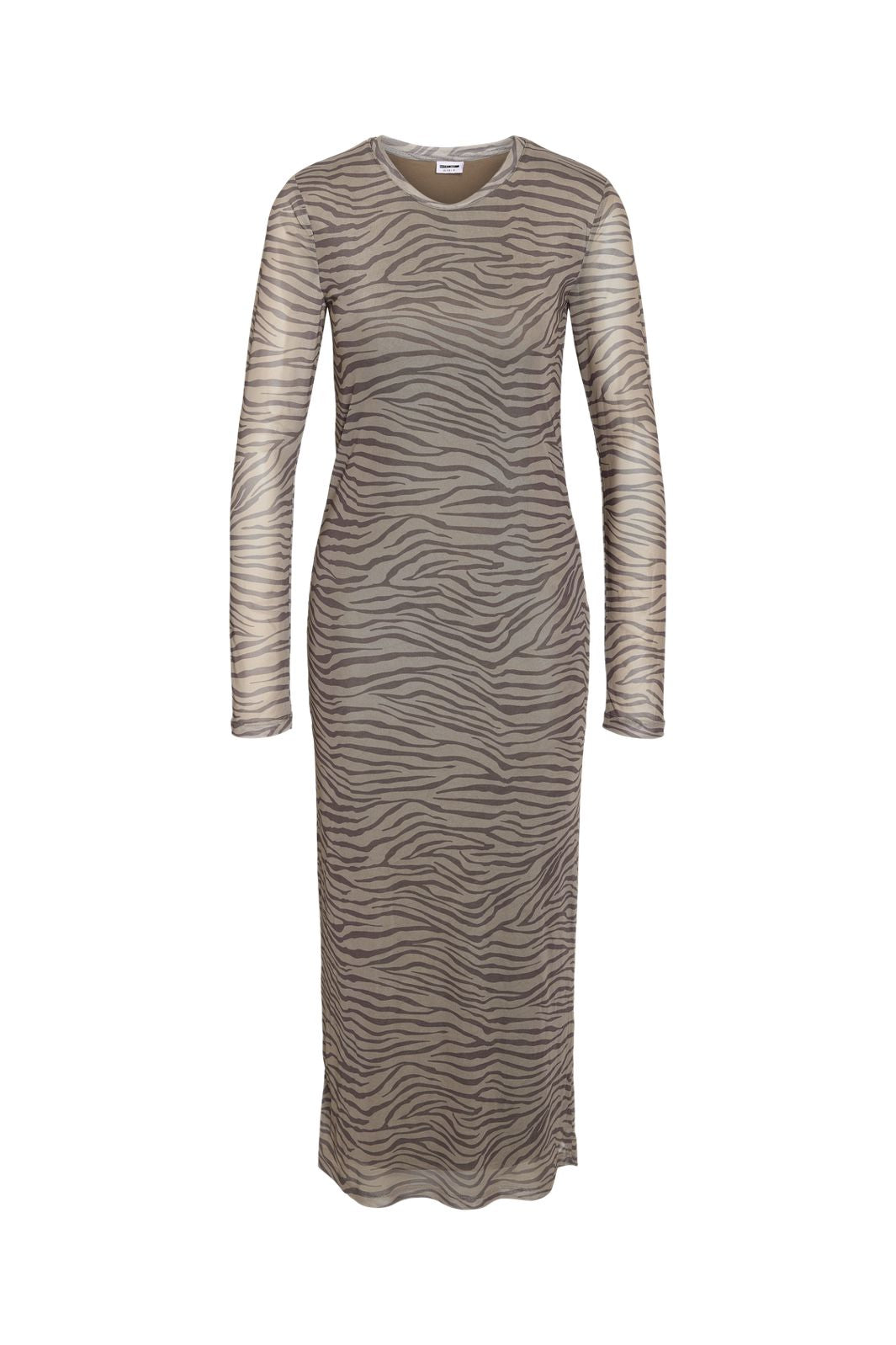 Noisy May - Nmjudith L/S Mesh Dress Fwd - 4867217 Chinchilla Morel Zebra