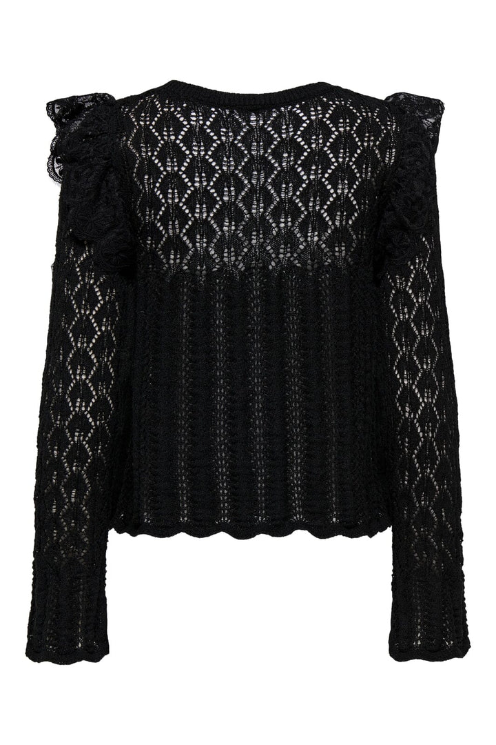 Only - Onlashley Ls O-Neck Mix Knt - 4805321 Black Dtm Lace Bluser