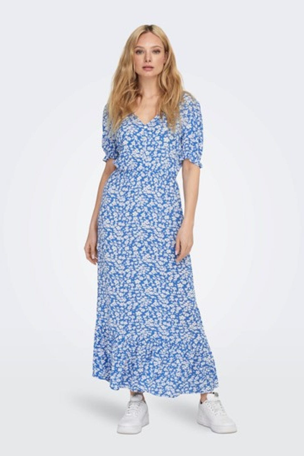 Only - Onlchianti S/S Long Dress - 4032233 Marina WHITE FLOWER Kjoler
