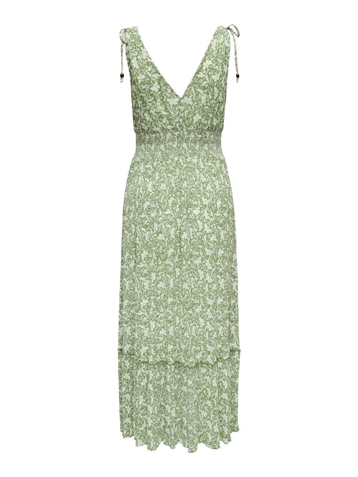 Only - Onlfernanda Life S/L Long Dress - 4865270 Hedge Green Nirra Flower Kjoler