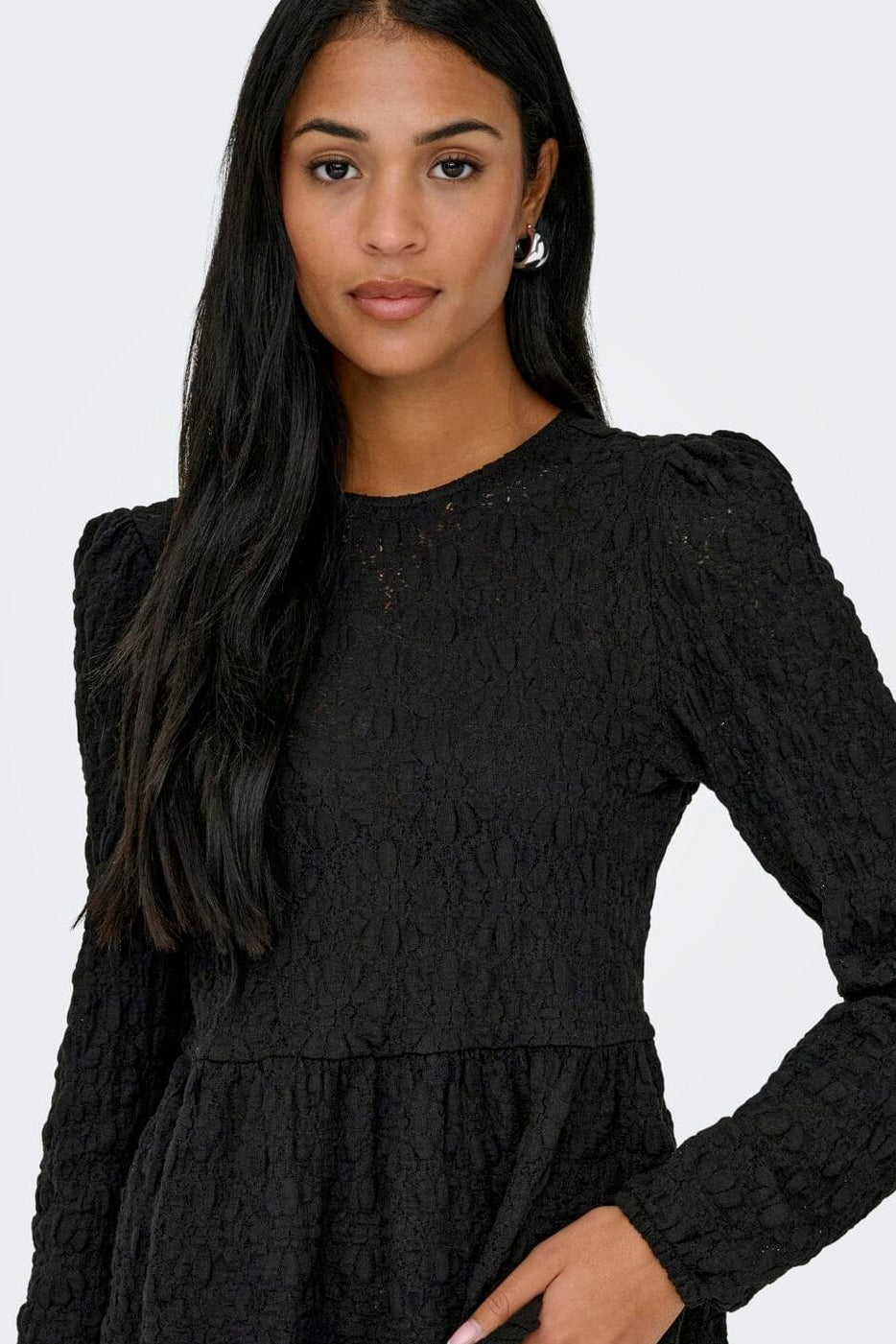 Only - Onlgiavanna L/S Peplum Top - 4957158 Black