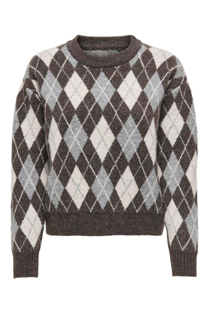 Only - Onlharly Life Ls O-Neck Pullover Knt - 4971828 Coffee Bean Soft Chambray/Birch