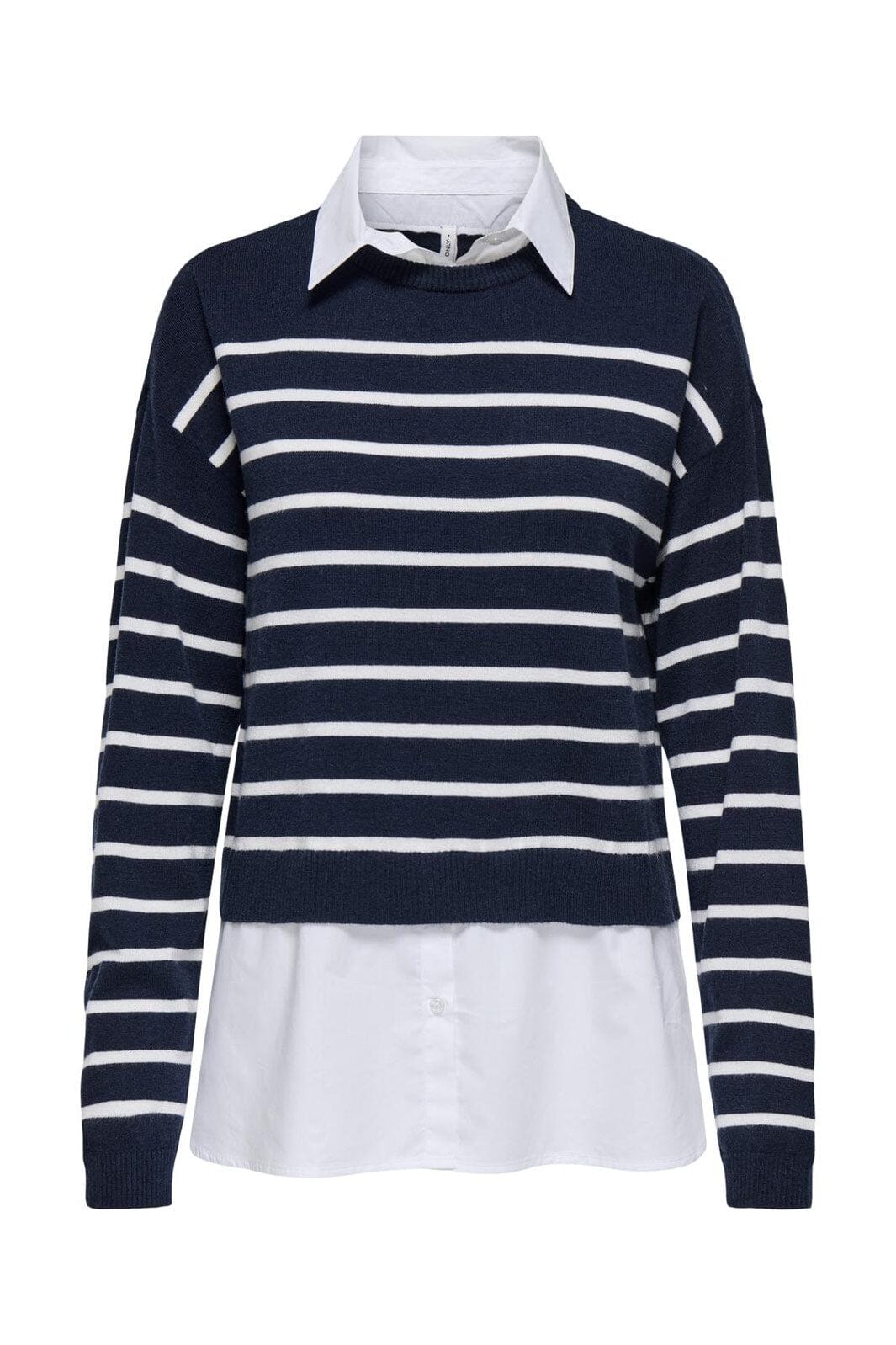 Only - Onlpayson Ls Mix Pullover Knt - 4894438 Night Sky Cloud Dancer/Cloud Dancer Woven