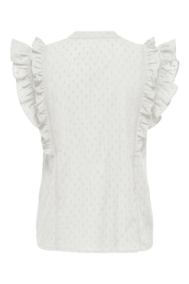 Only - Onlraina S/L V-Neck Ruffle Top Ox - 4925991 Cloud Dancer