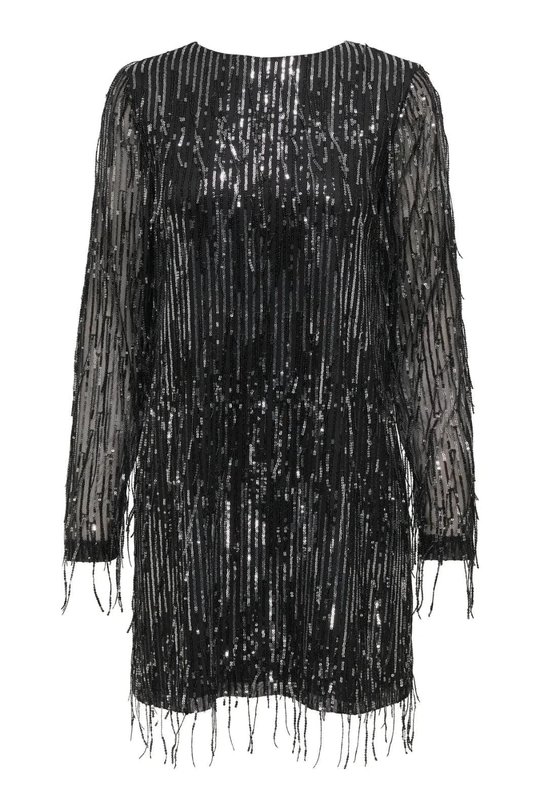 Only - Onlspacy Ls Sequins Bow Dress - 4877201 Black W. Silver Sequins Kjoler