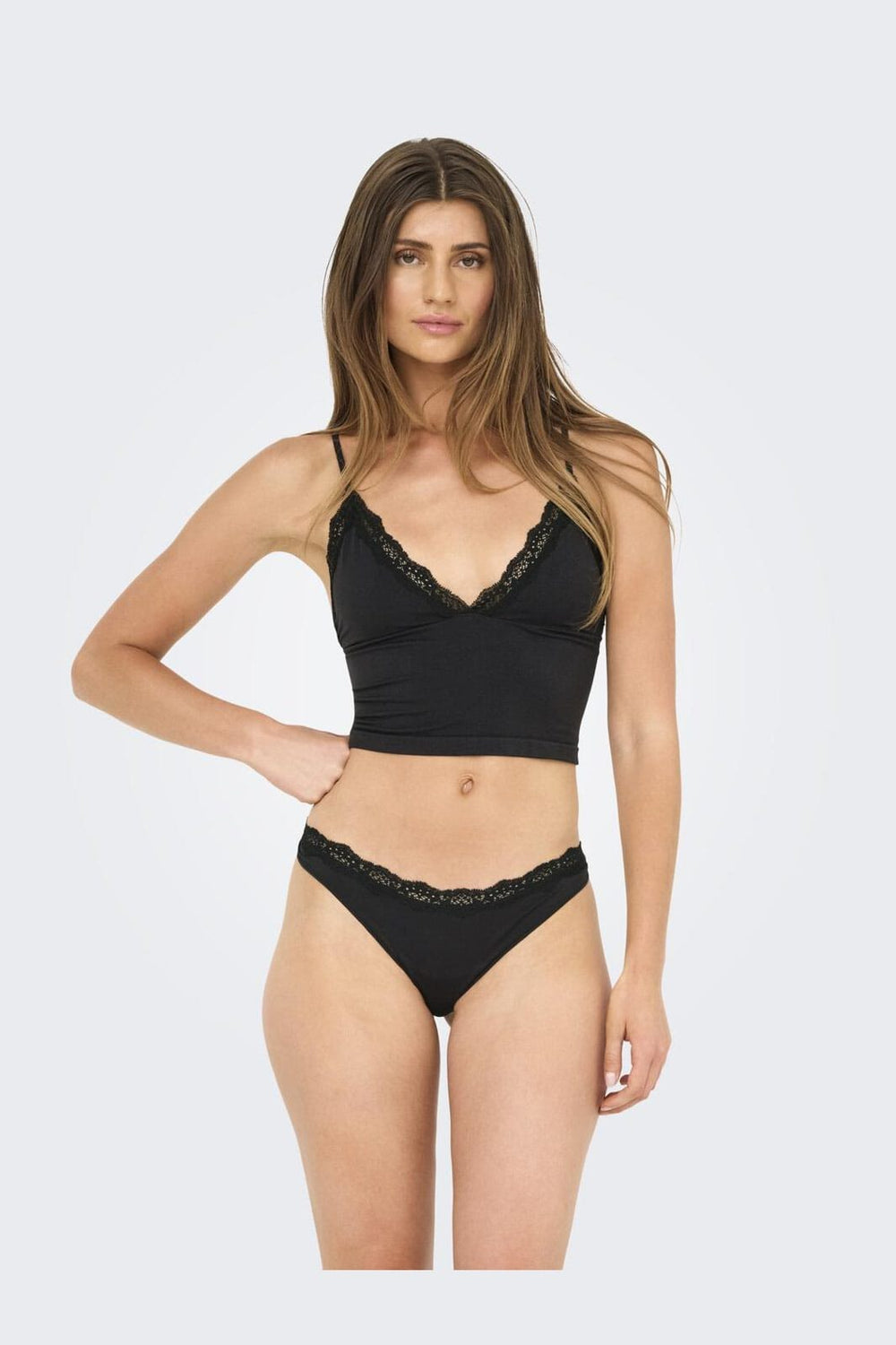 Only - Onlvicky Lace Thong 2-Pack Acc - 4822908 Black 2Xpack