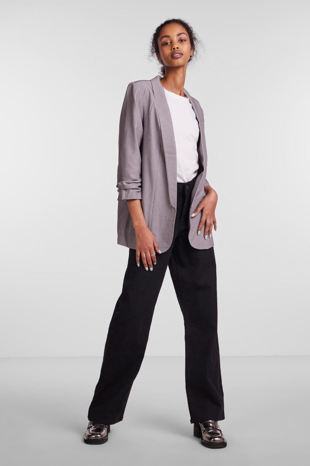 Pieces - Pcboss 3/4 Blazer - 3423753 Light Grey Melange Blazere