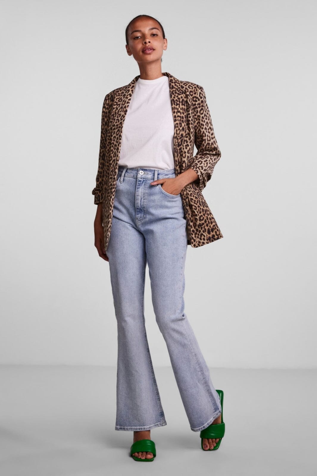 Pieces - PcBoss 3/4 Printed Blazer - Natural AOP Leo Blazere