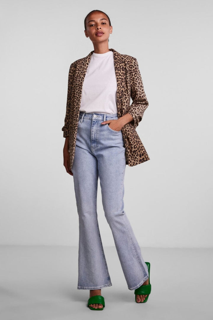 Pieces - PcBoss 3/4 Printed Blazer - Natural AOP Leo Blazere