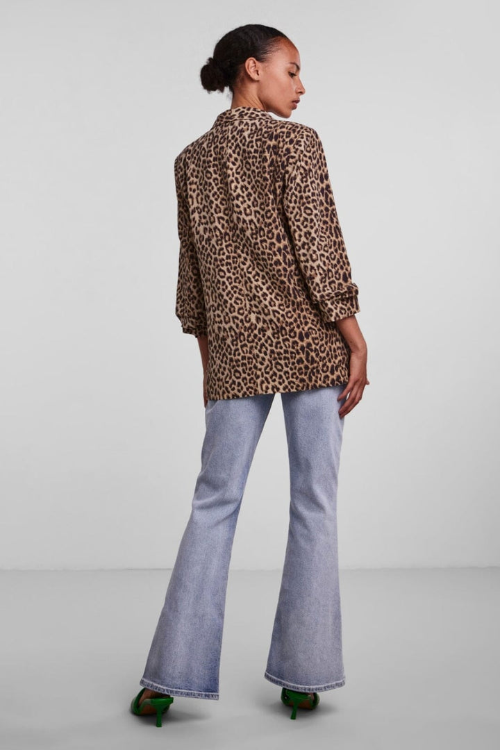 Pieces - PcBoss 3/4 Printed Blazer - Natural AOP Leo Blazere