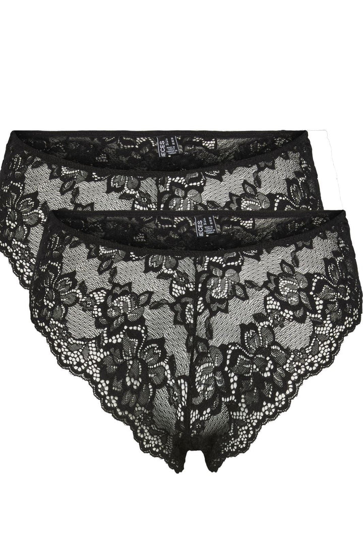 Pieces - Pclina Lace Wide Brief 2-Pack - 4287162 Black 2-PACK Trusser