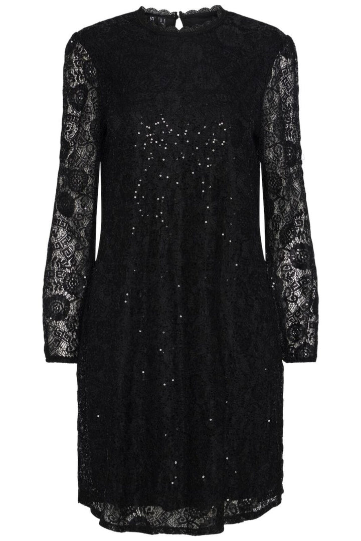 Pieces - Pcolline Ls Lace Sequins Dress Cp - 4567434 Black Kjoler