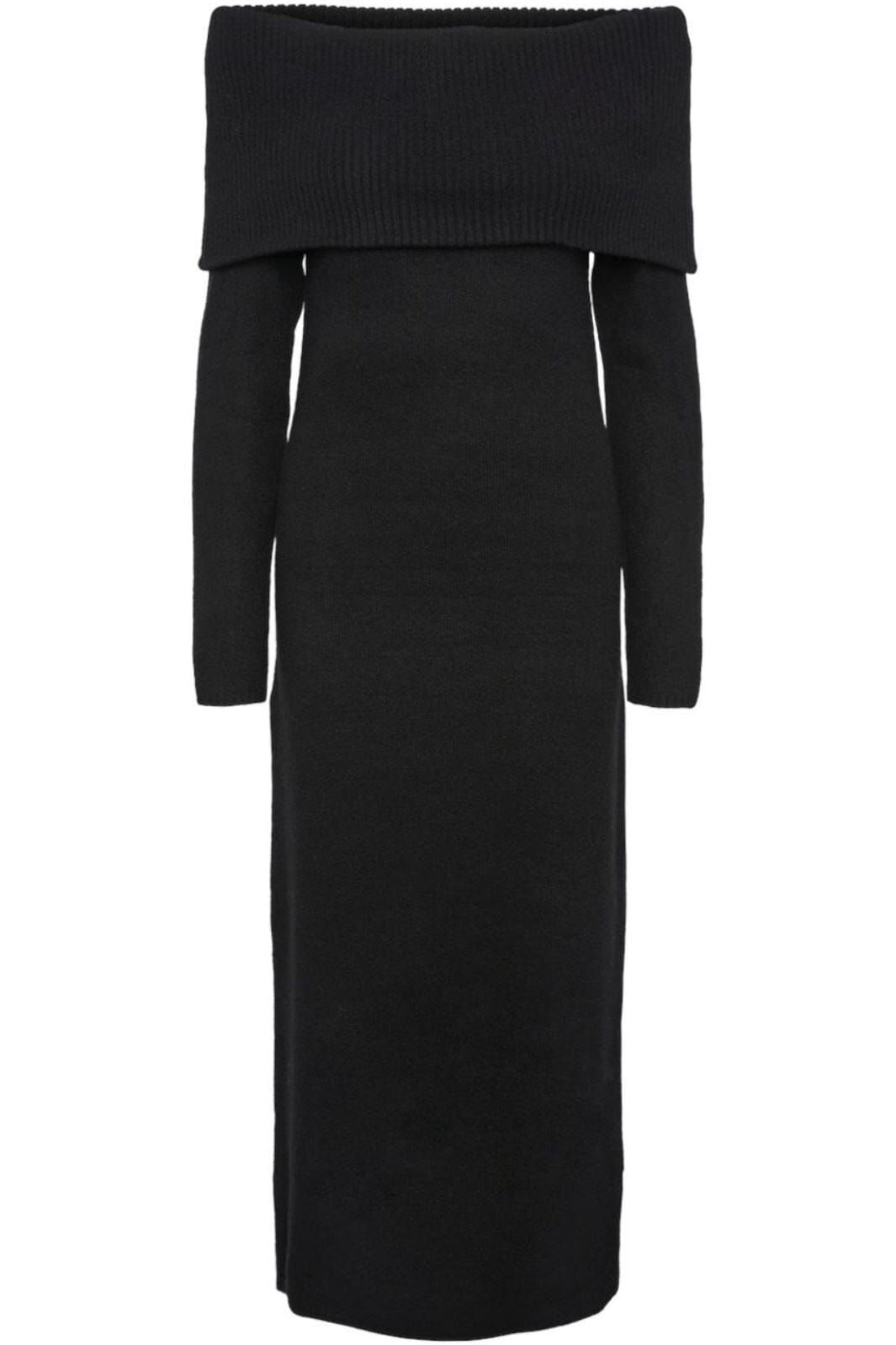 Pieces - Pcriko Ls Off Shoulder Knit Dress - 4604174 Black Kjoler