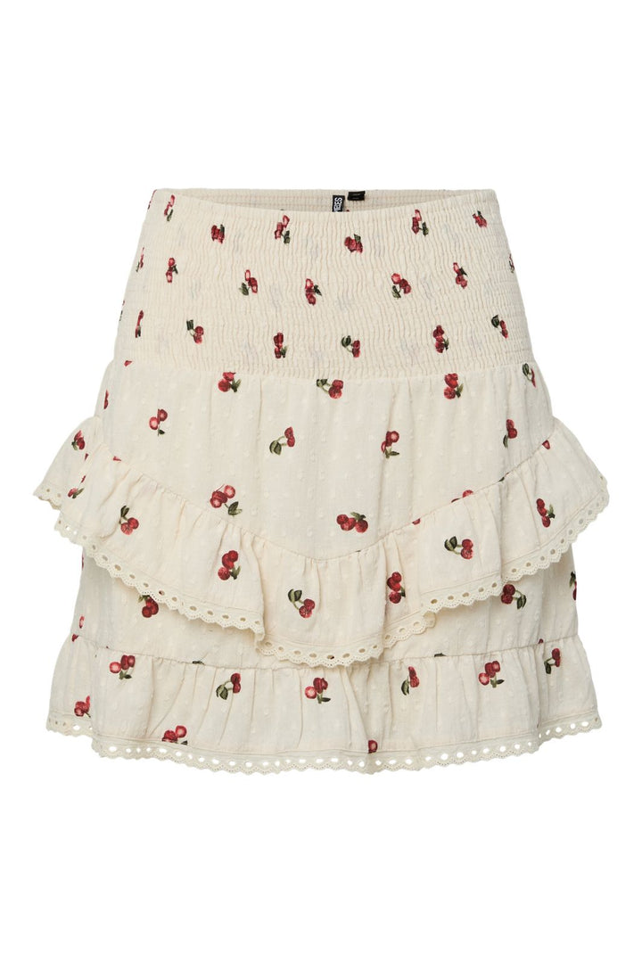 Pieces - Pcthea Short Smock Skirt Pp - 4936524 Cloud Cream Cherries