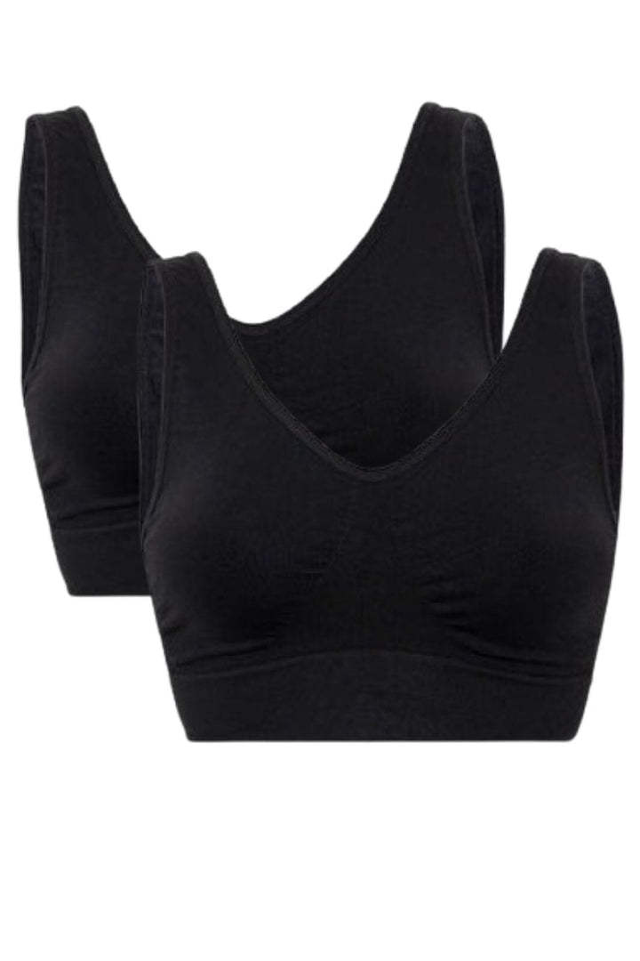 Soft basic - Soffi Bra top wide strap 2 pak - black BH