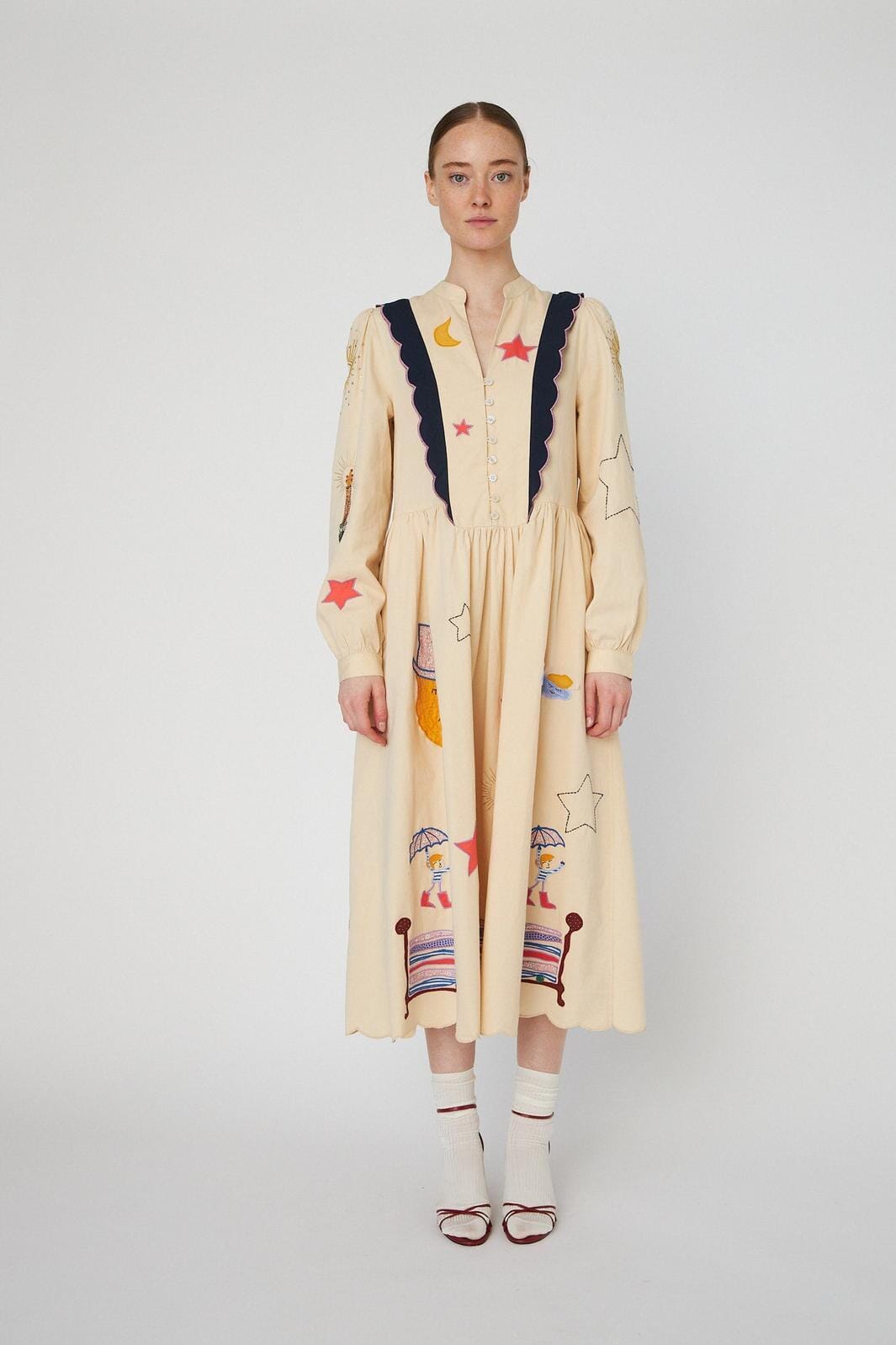 Stella Nova - Bead Embellished Midi Dresshc54-4337 - 053 Creme Brûlée Kjoler