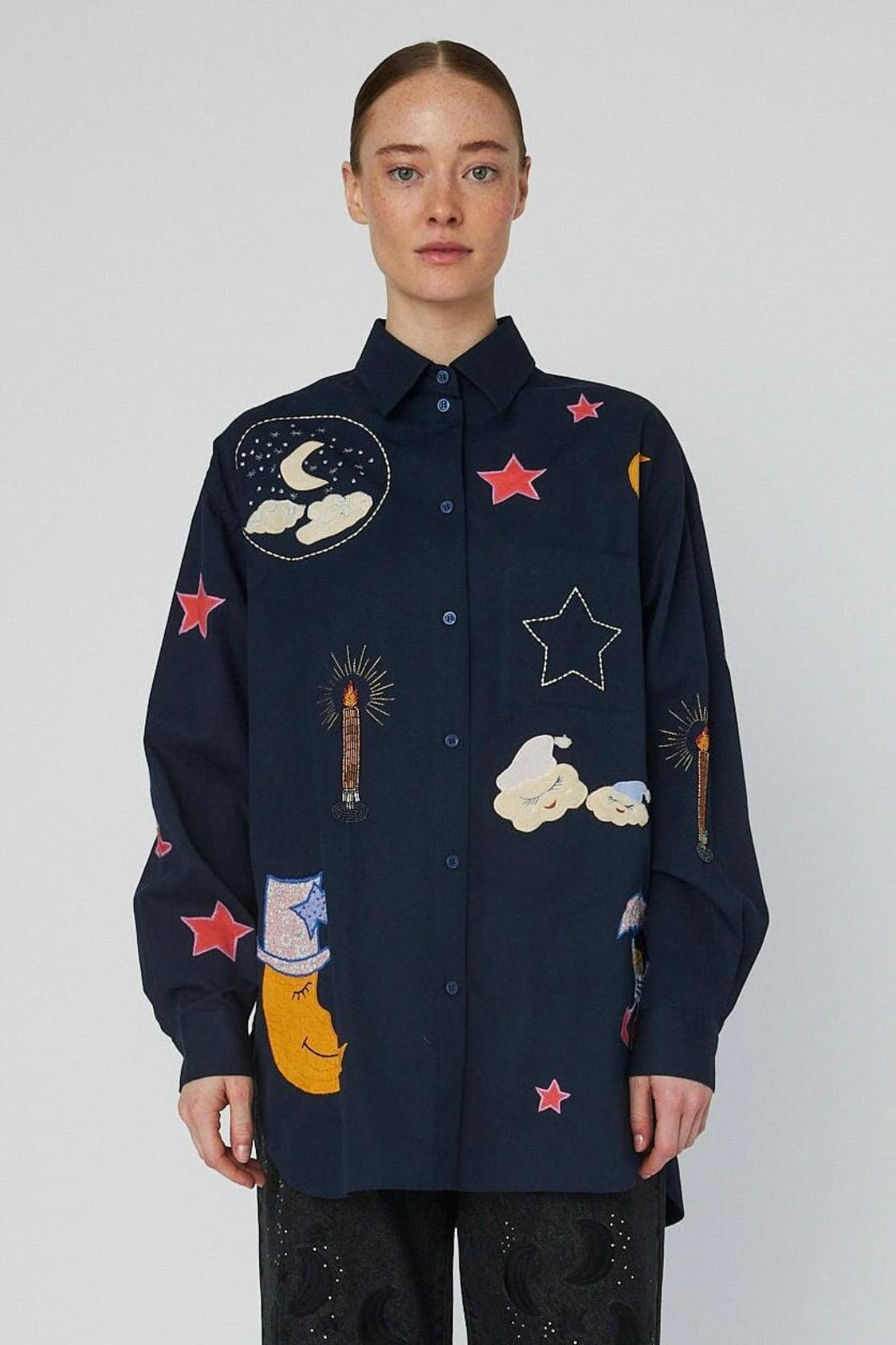 Stella Nova - Bead Embellished Shirthc54-2336 - 395 Navy Skjorter