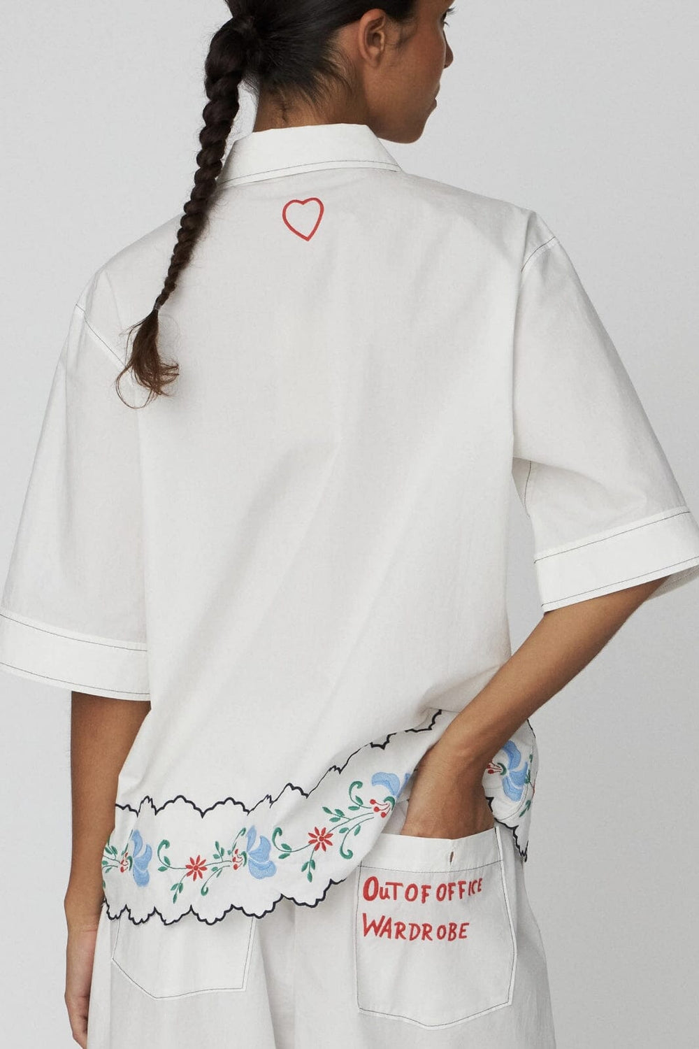 Stella Nova - Coloured Embroidered Oversized Shirtea52-1156 - 010 Off White