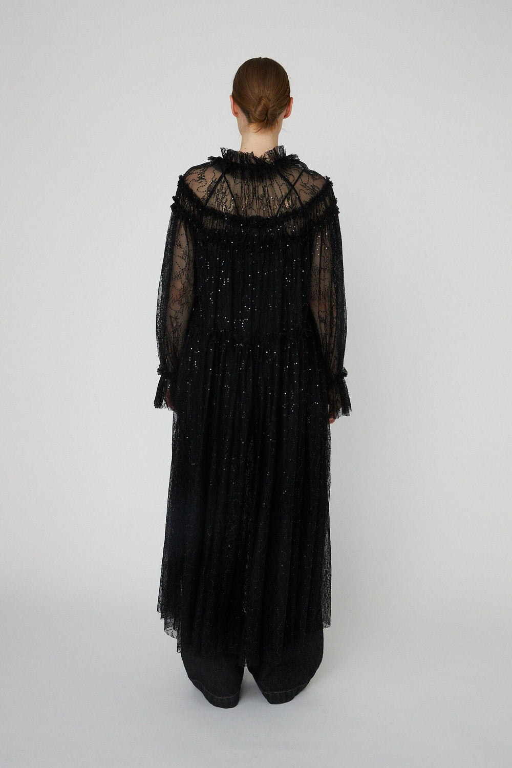 Stella Nova - Sheer Lace Maxi Cape Dressls54-4306 - 999 Black Kjoler