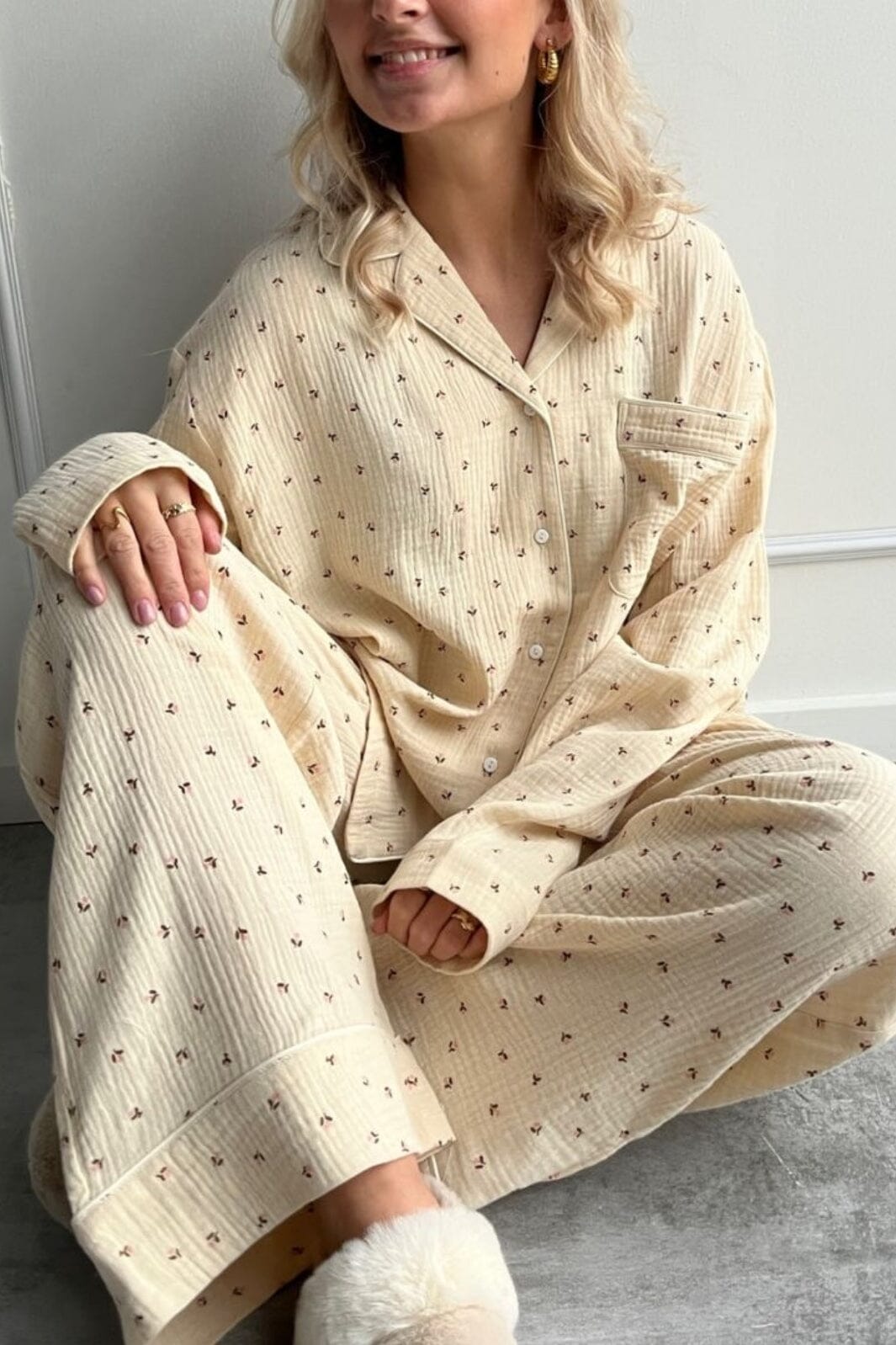 Stories From The Atelier By Copenhagen Shoes - Pajamas Pants 2 CC8105 - 01 - Beige Small Flower