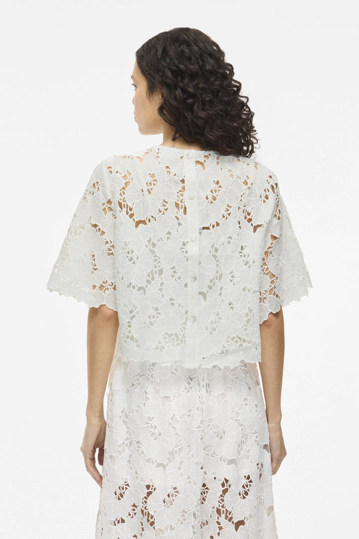 Vila - Vihylde 2/4 Lace Shirt - 4907607 Cloud Dancer Skjorter