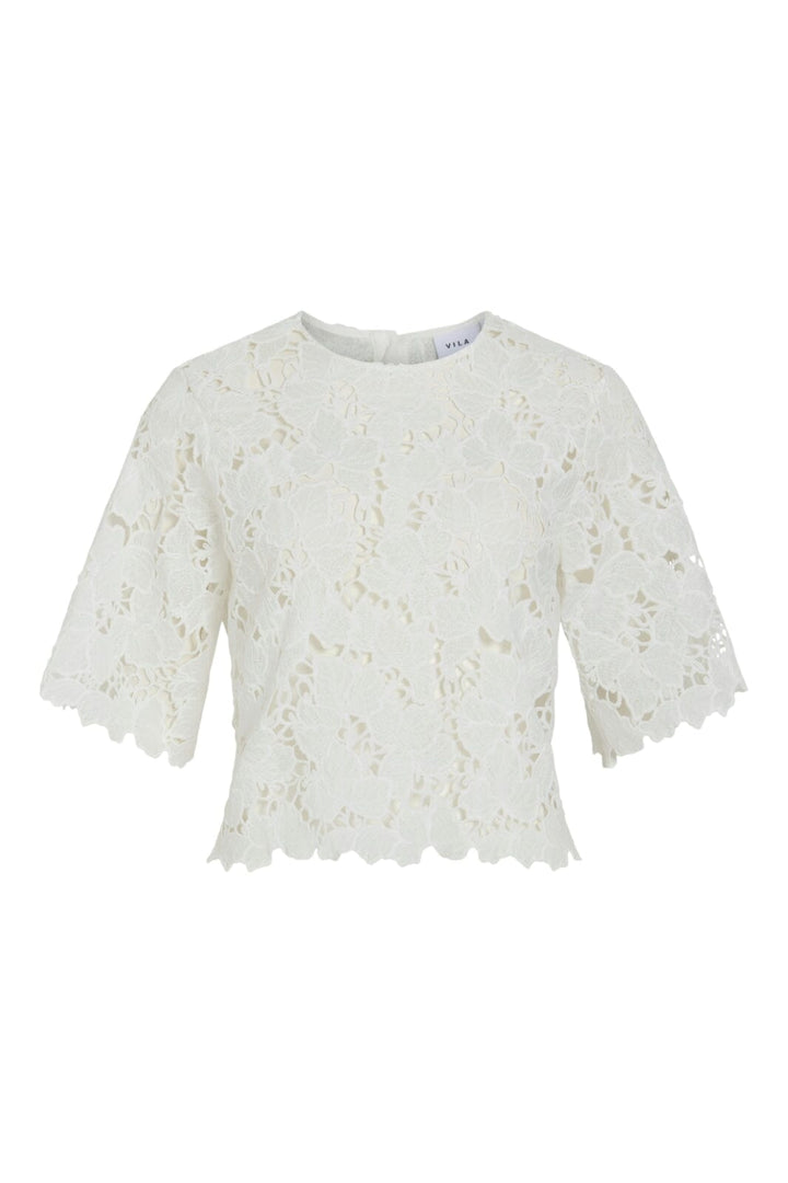 Vila - Vihylde 2/4 Lace Shirt - 4907607 Cloud Dancer Skjorter