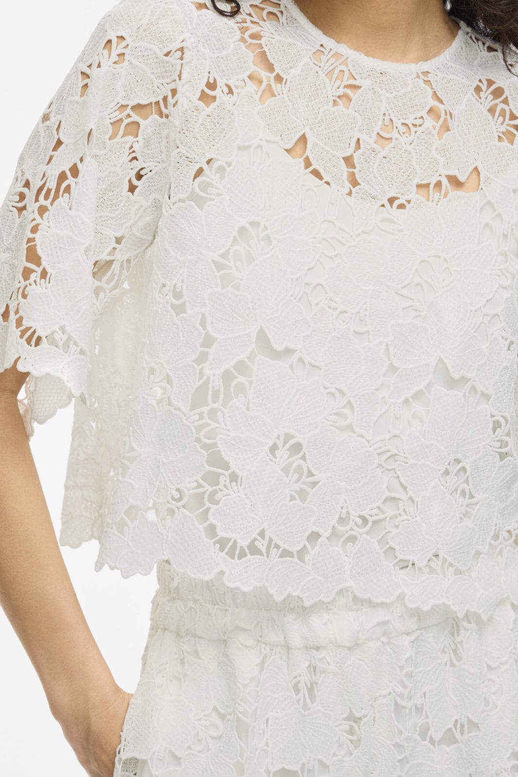 Vila - Vihylde 2/4 Lace Shirt - 4907607 Cloud Dancer Skjorter