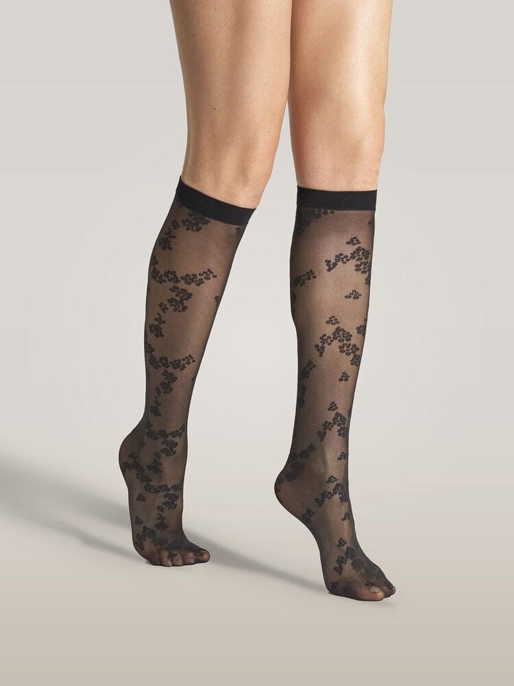 Wolford - Floret Knee-highs34423 - 7005 Black Strømper