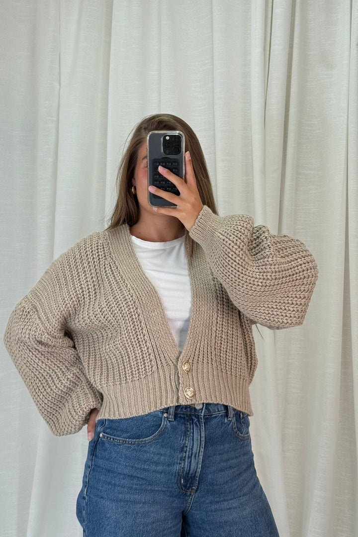 A-bee - Ivy Cardigan - Taupe