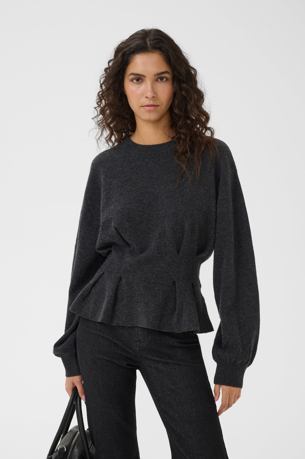 Gestuz - Gzmanzi Waist Pullover 10911492 - 106530 - Deep Graphite Melange