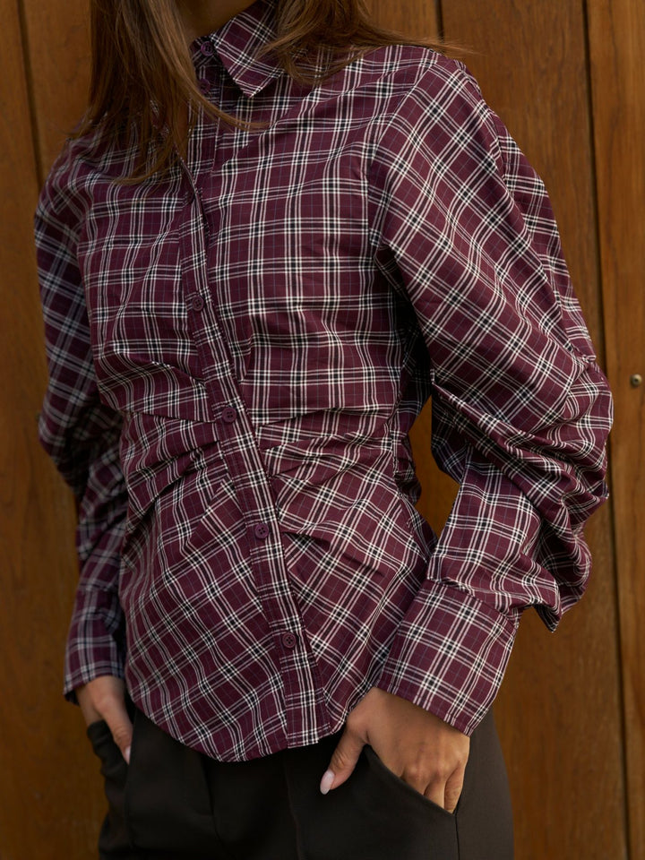 Neo Noir - Neoella Medium Check Shirt 168469 - 182 - Plum