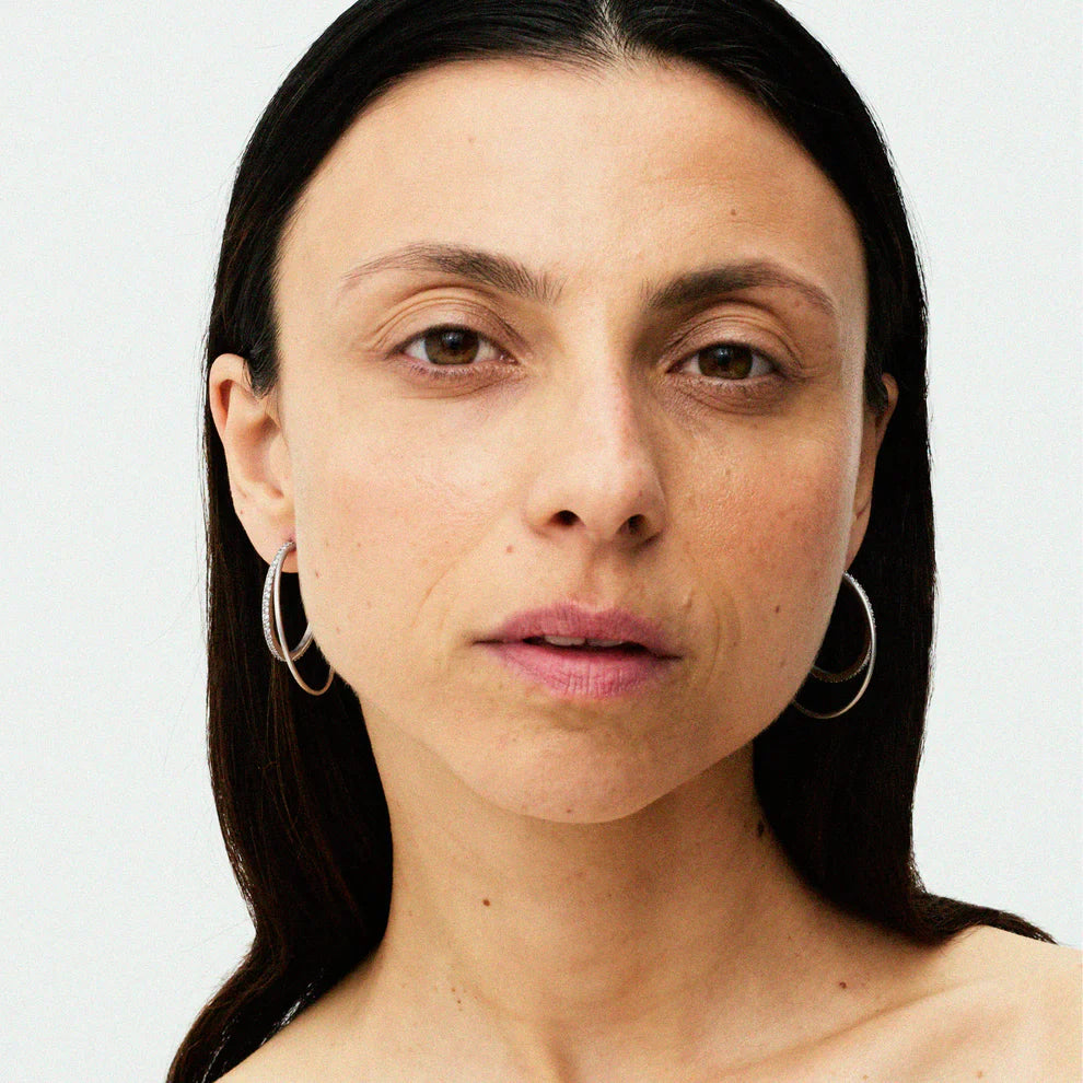 Jane Koenig - Double Olympia Hoop With Stones DOHS-SS26-SS-SEFT - Silver