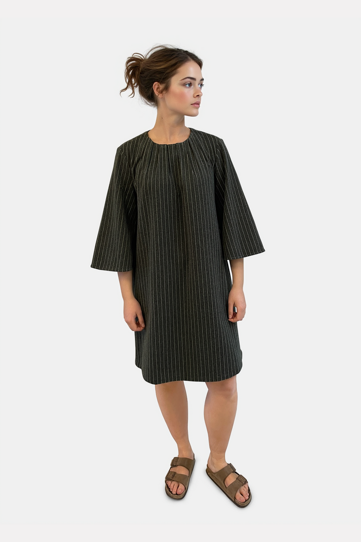 Vila - Vinicca 3/4 Dress - 4891341 Dark Grey Melange