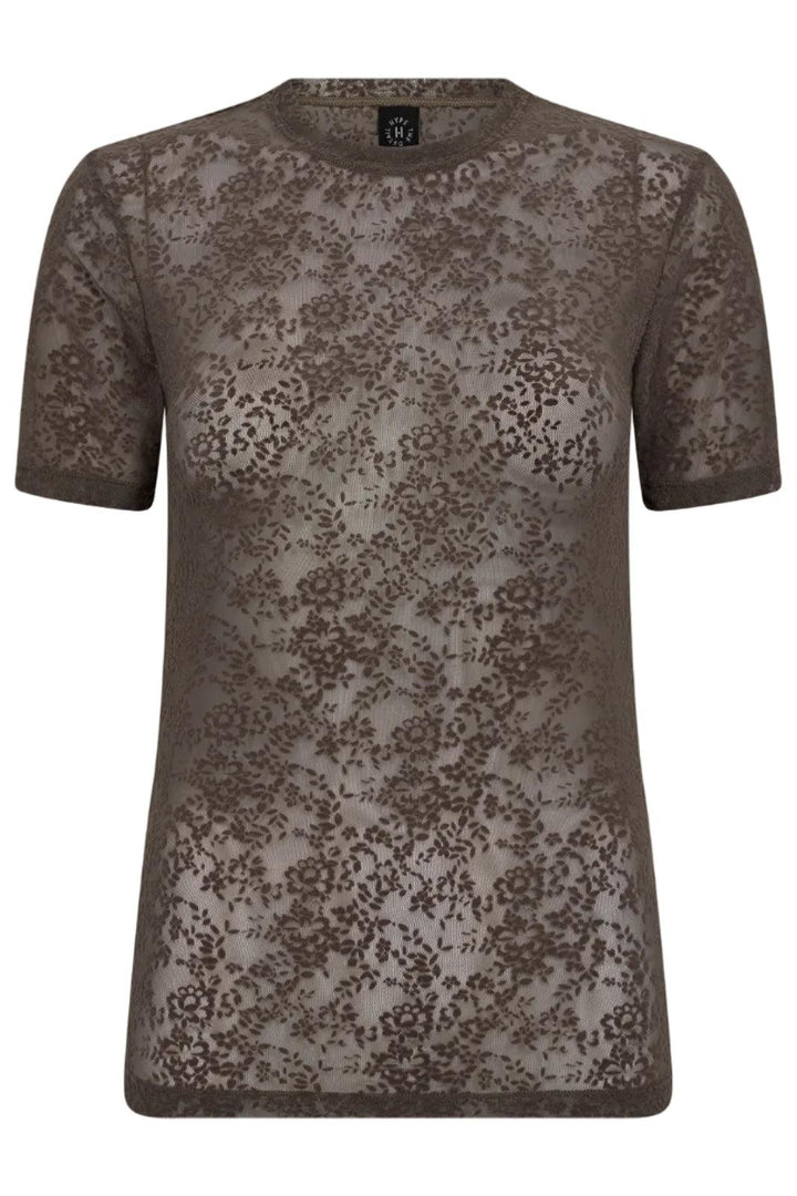Hype The Detail - Lace Tee, Slim 852-2 - 2 - Brun