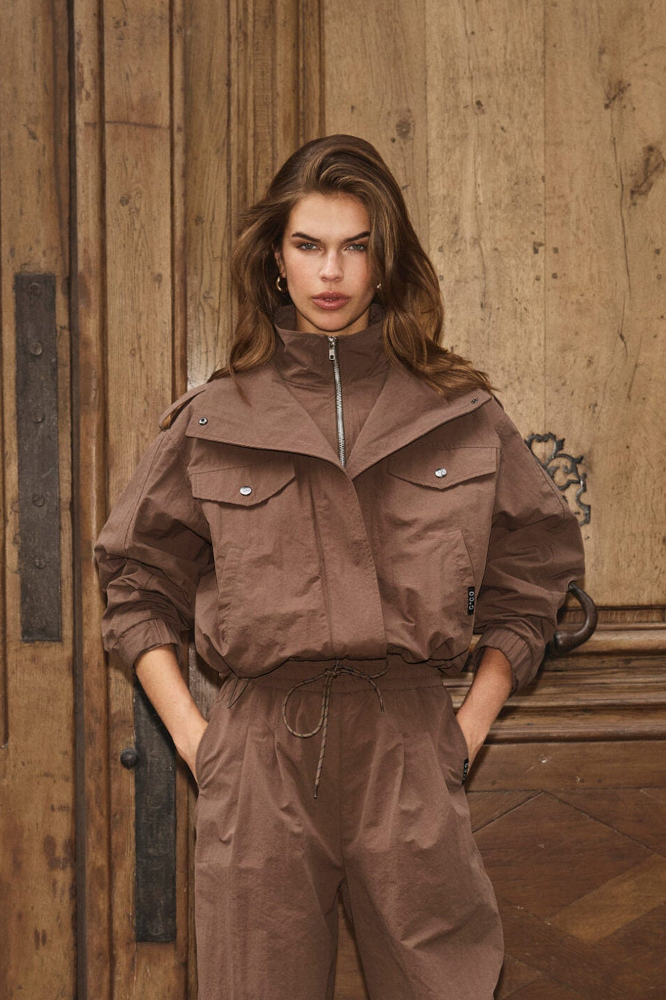 Co´Couture - Alinacc Double Funnel Neck Jacket 500810 - 20002 - Brown