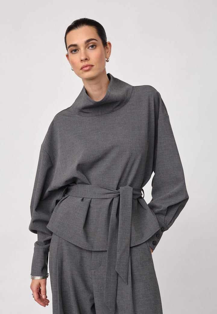 Co´Couture - Priscillacc Funnel Neck Blouse 500822 - 65003 - Mid Grey