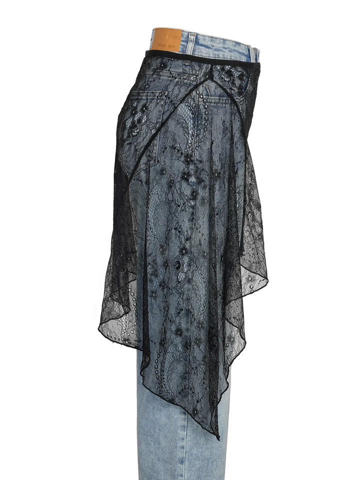 Noisy May - Nmida Elasticated Lace Skirt - 5097953 Black