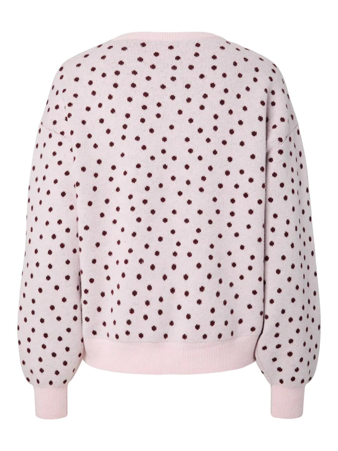 Pieces - Pcnancy Ls O-Neck Dot Knit - 5098308 Roseate Spoonbill Winetasting Dots