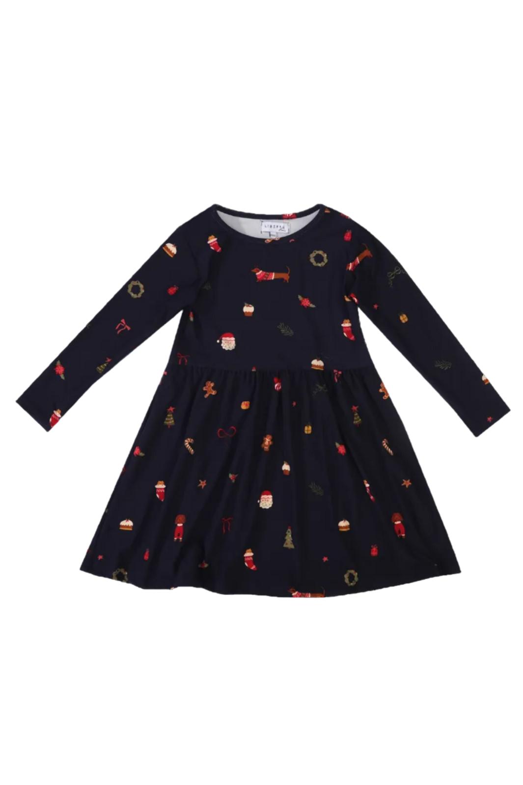 Liberte Ami - Alma-Ls-Babydoll-Dress (Kids) 9658 - Dog Navy