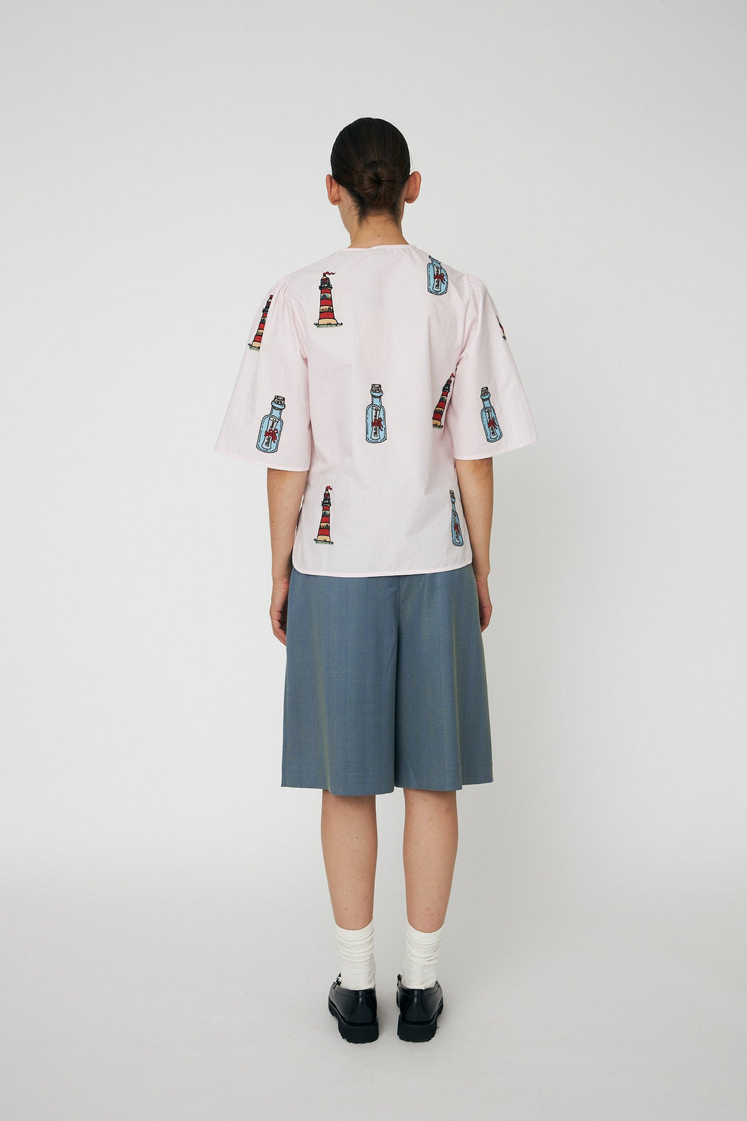 Stella Nova - Embroidered Bow Shirteb61-1431 - 558 Pale Pink