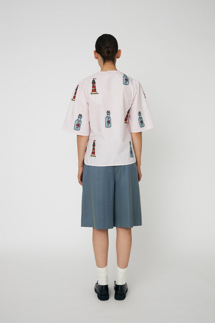 Stella Nova - Embroidered Bow Shirteb61-1431 - 558 Pale Pink