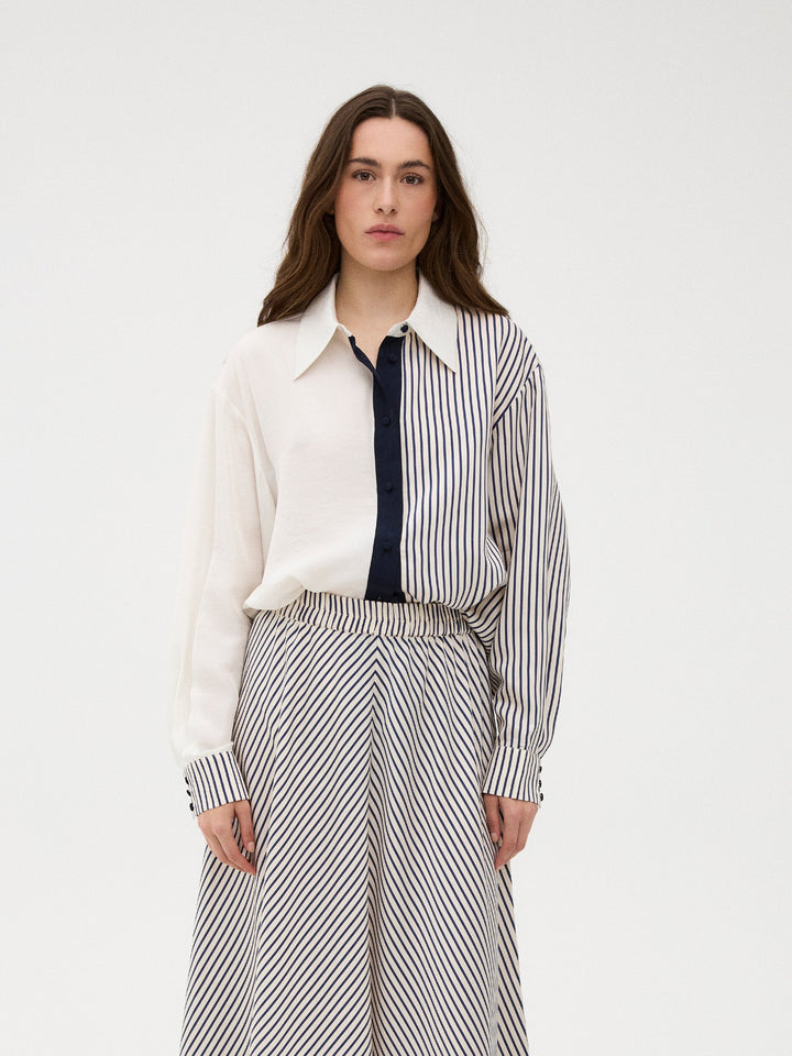 Gossia - Cecilego Shirt G3313 - Navy Creme Stripes