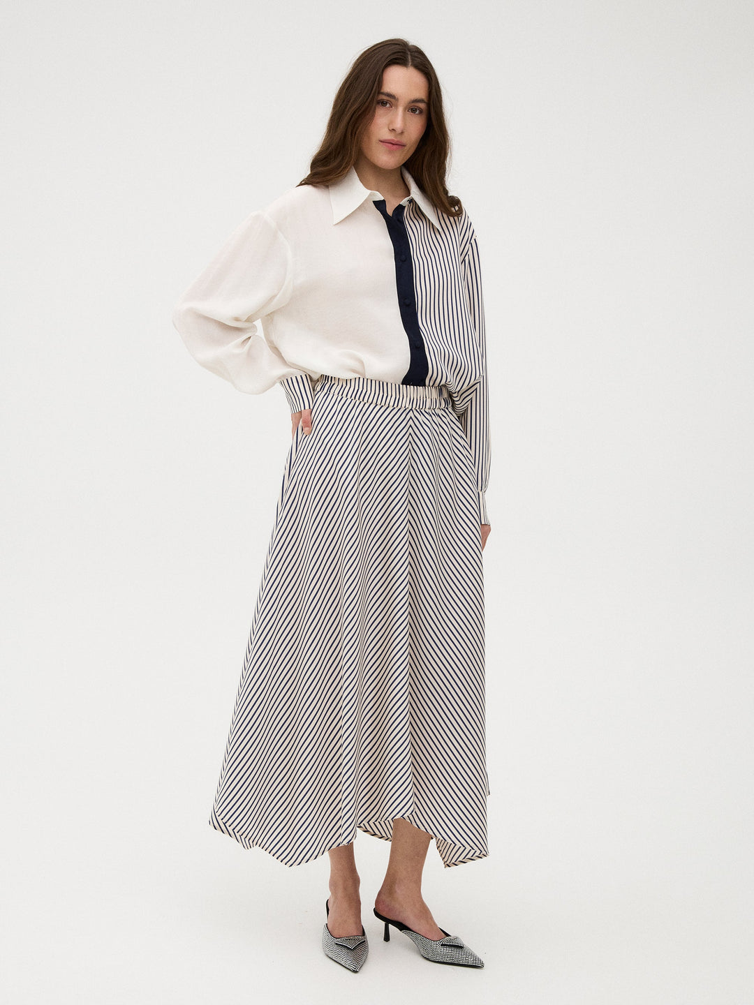 Gossia - Cloriego Skirt G3314 - Navy Creme Stripes