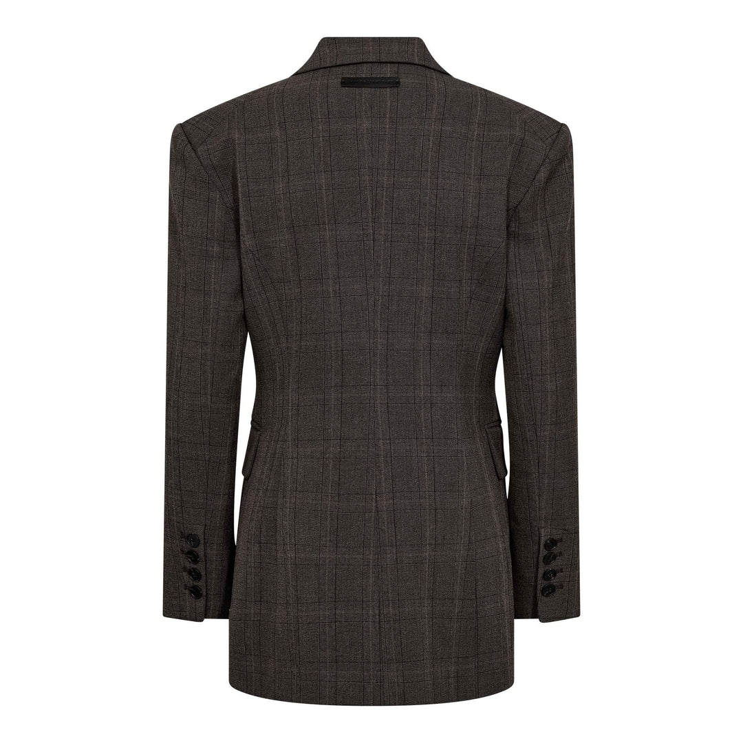 Haute L'Amitié - Waist Fit Check Blazer HL10844 - Mocca