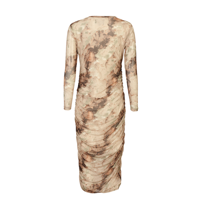 Liberte - Mesh-Ls-Long-Dress 22219 - Brown Gold Marble