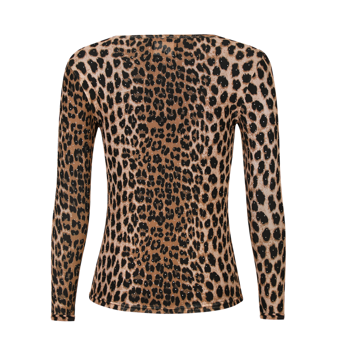 Liberte - Mesh-Ls-Sparkle-Tshirt 22134 - Lux Leo Diamond Dot