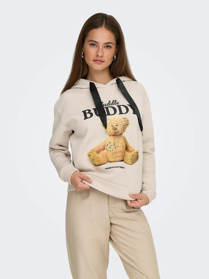 Only - Onlricky L/S Hood Box Swt - 4924854 Pumice Stone Buddy + Black Sateen Strings